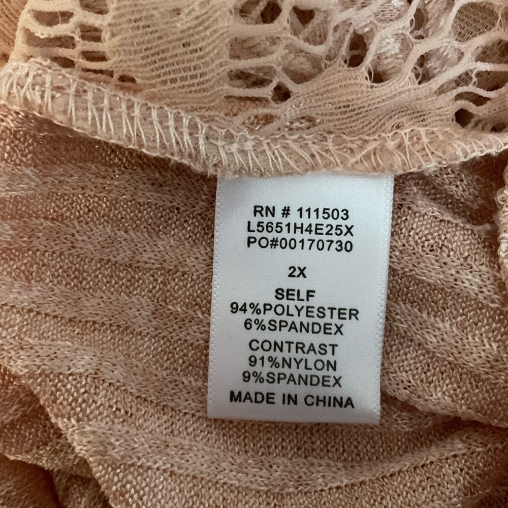 Charming Charlie Blush Lace Top. Tie on bottom. P2P 33 length 28. SIZE 2X, EUC - Picture 5 of 5